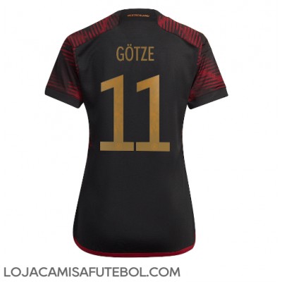 Camisa de Futebol Alemanha Mario Gotze #11 Equipamento Secundário Mulheres Mundo 2022 Manga Curta